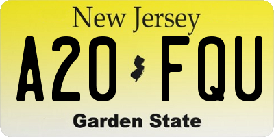 NJ license plate A20FQU