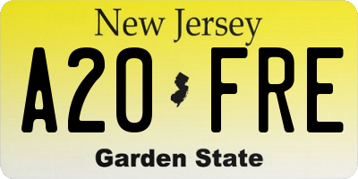 NJ license plate A20FRE