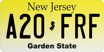 NJ license plate A20FRF