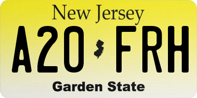 NJ license plate A20FRH
