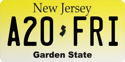 NJ license plate A20FRI