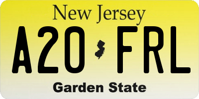 NJ license plate A20FRL