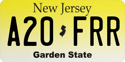 NJ license plate A20FRR