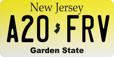 NJ license plate A20FRV
