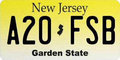 NJ license plate A20FSB