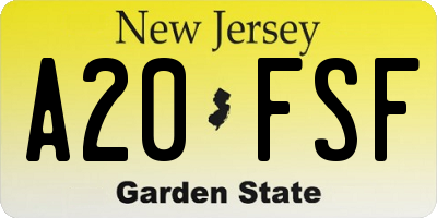NJ license plate A20FSF