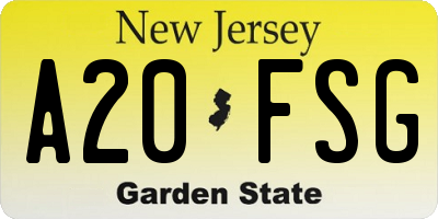 NJ license plate A20FSG