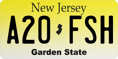 NJ license plate A20FSH