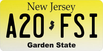 NJ license plate A20FSI