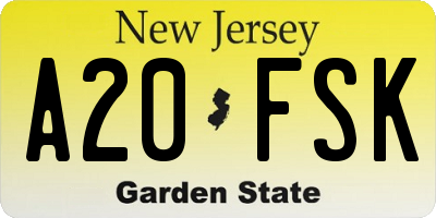 NJ license plate A20FSK