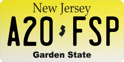 NJ license plate A20FSP