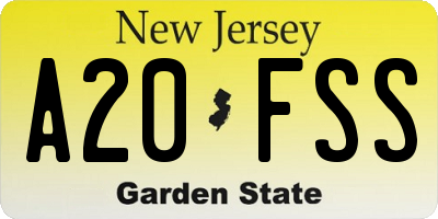 NJ license plate A20FSS