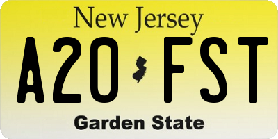NJ license plate A20FST