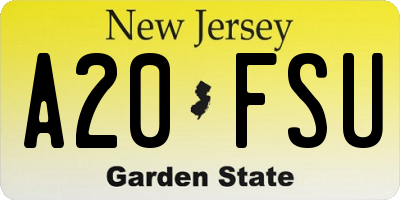 NJ license plate A20FSU