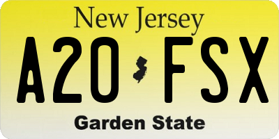 NJ license plate A20FSX