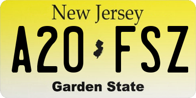 NJ license plate A20FSZ