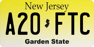 NJ license plate A20FTC