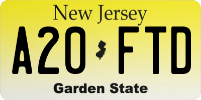 NJ license plate A20FTD