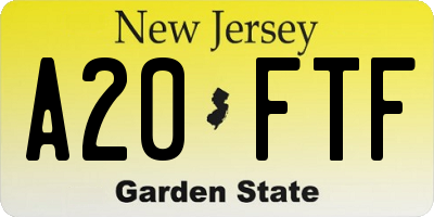 NJ license plate A20FTF