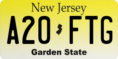 NJ license plate A20FTG