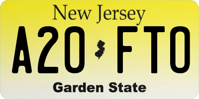 NJ license plate A20FTO
