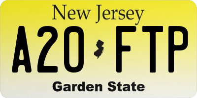 NJ license plate A20FTP
