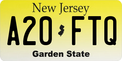 NJ license plate A20FTQ