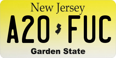 NJ license plate A20FUC
