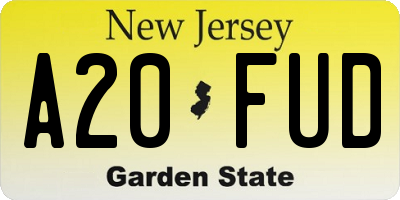 NJ license plate A20FUD