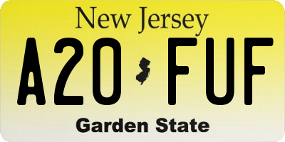 NJ license plate A20FUF