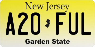 NJ license plate A20FUL