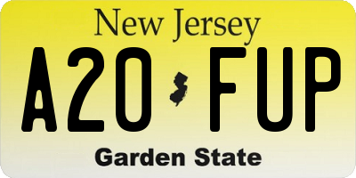 NJ license plate A20FUP