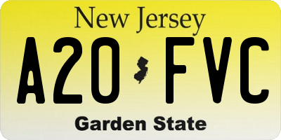 NJ license plate A20FVC