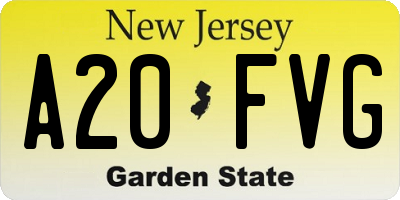 NJ license plate A20FVG