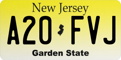 NJ license plate A20FVJ