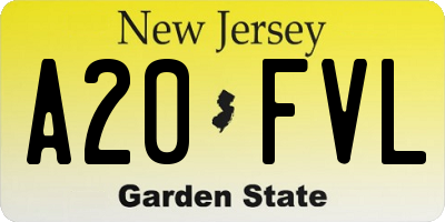 NJ license plate A20FVL
