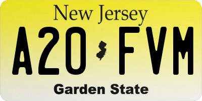 NJ license plate A20FVM