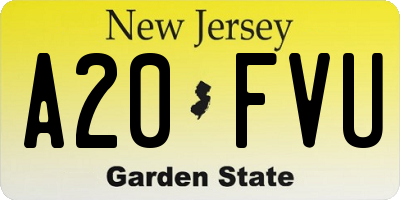 NJ license plate A20FVU