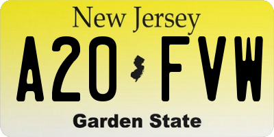 NJ license plate A20FVW