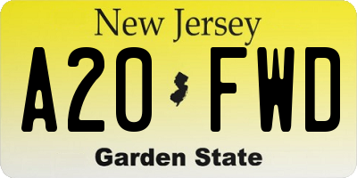 NJ license plate A20FWD