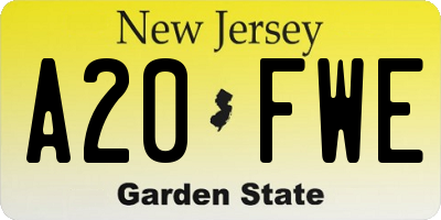 NJ license plate A20FWE