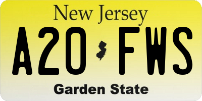 NJ license plate A20FWS