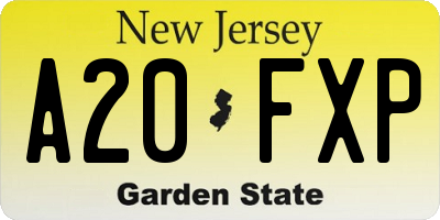 NJ license plate A20FXP