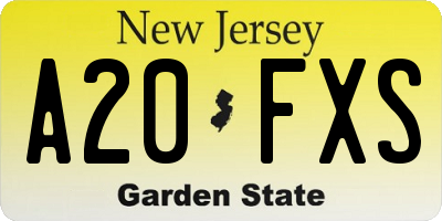 NJ license plate A20FXS