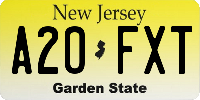 NJ license plate A20FXT