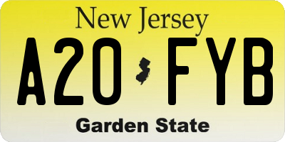 NJ license plate A20FYB