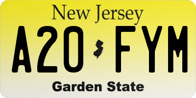 NJ license plate A20FYM