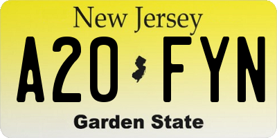 NJ license plate A20FYN