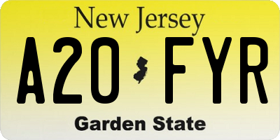 NJ license plate A20FYR
