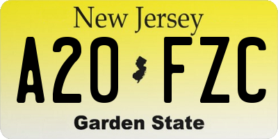 NJ license plate A20FZC